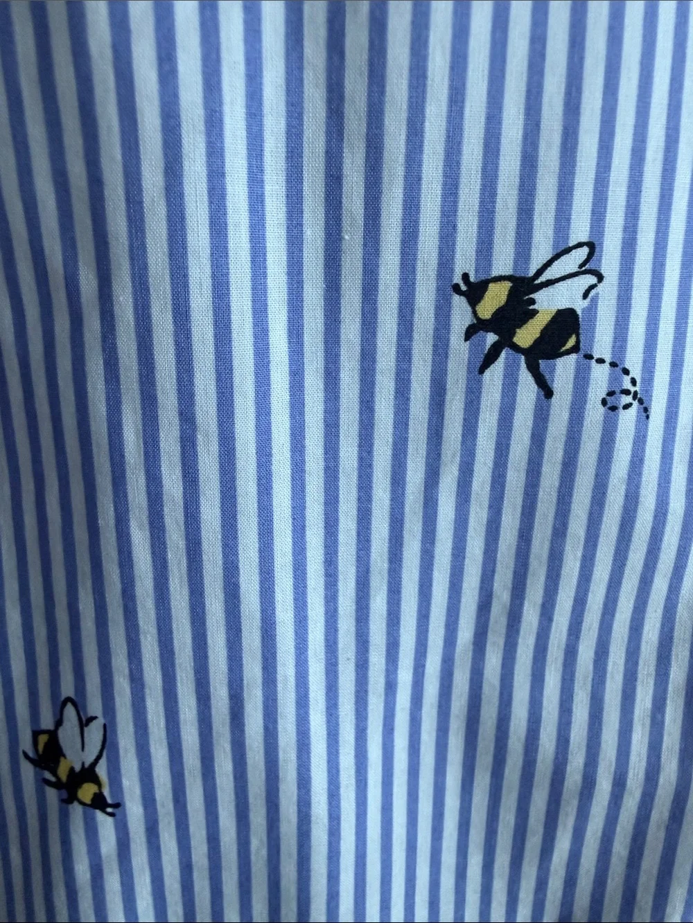 Kate Spade Abuzz Poplin Bumble Bees Blue & White Striped
